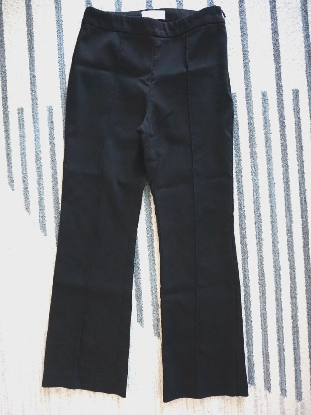 Mango Womens High Rise Front Seam Flare Crop Ankle Trouser Pants Black 4